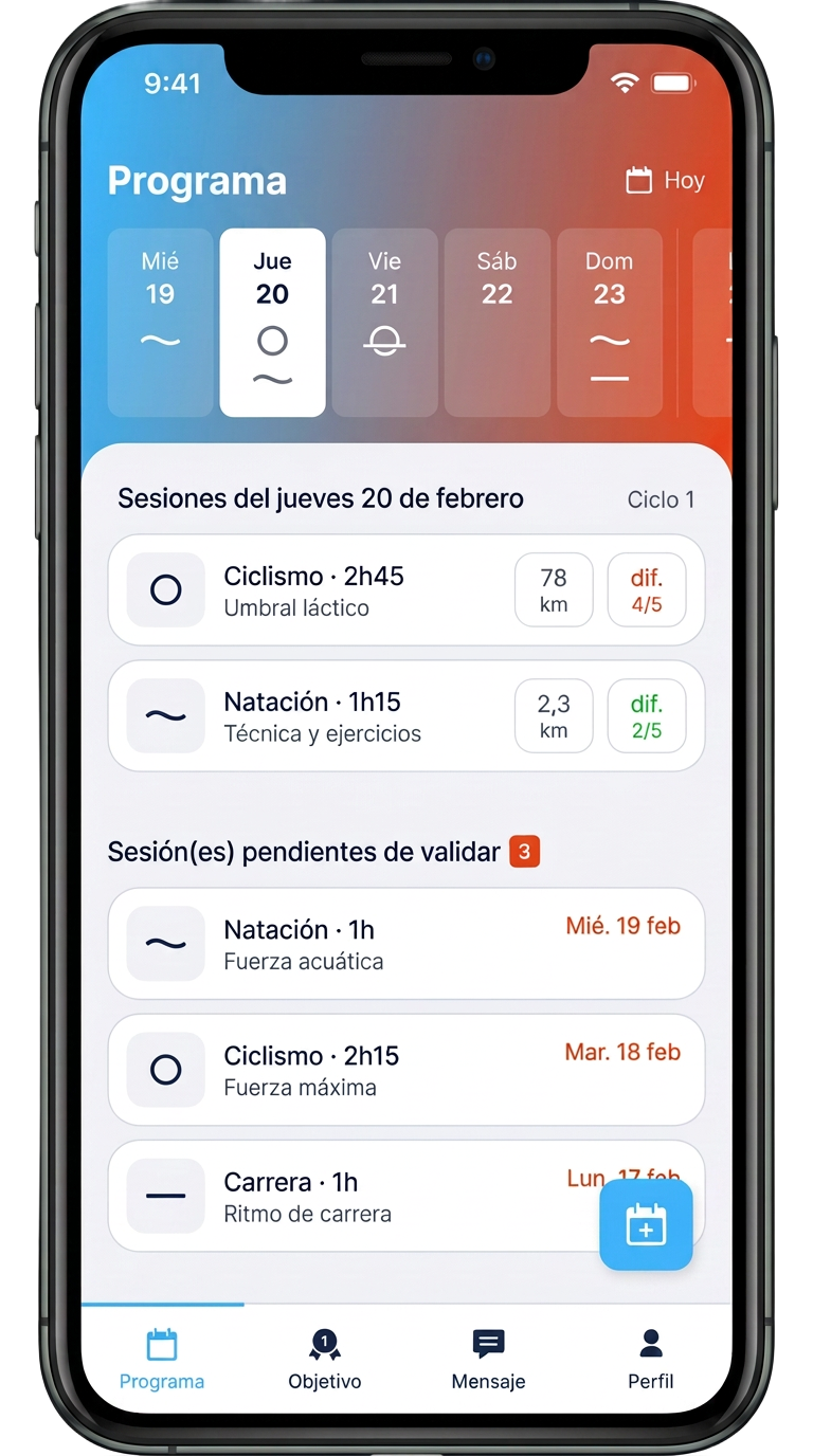 Aplicación Coach Kona - Interfaz de coaching de triatlón personalizado