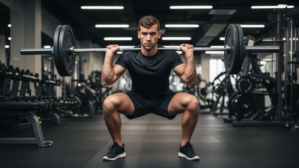 Triathlète réalisant une séance de renforcement musculaire (squat)
