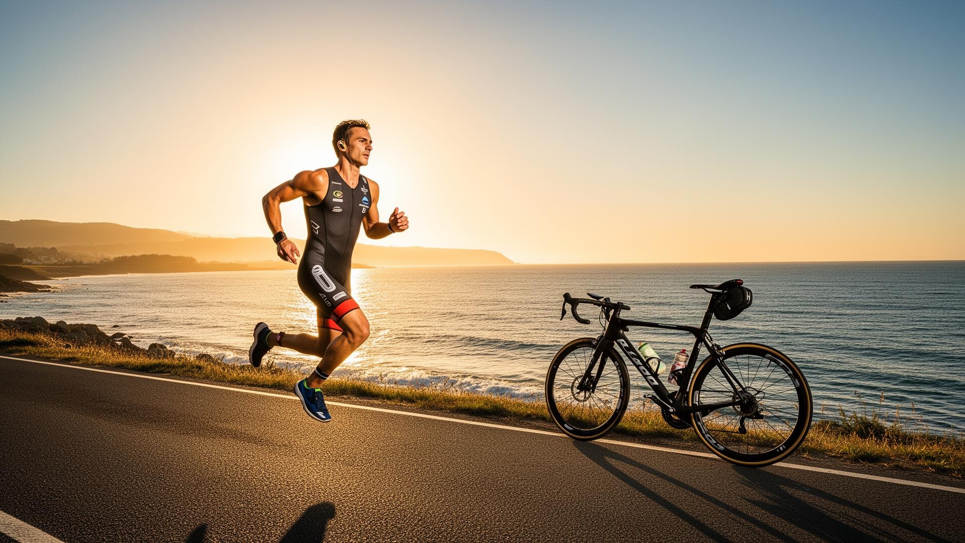 Nadador en aguas abiertas durante un triatlón