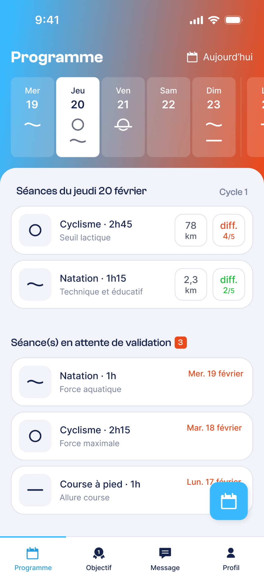 Coach Kona - Planning hebdomadaire triathlon personnalisé
